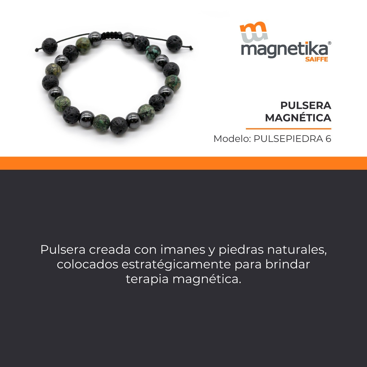 PULSERA MAGNETICA CON PIEDRA NATURAL HOMBRE